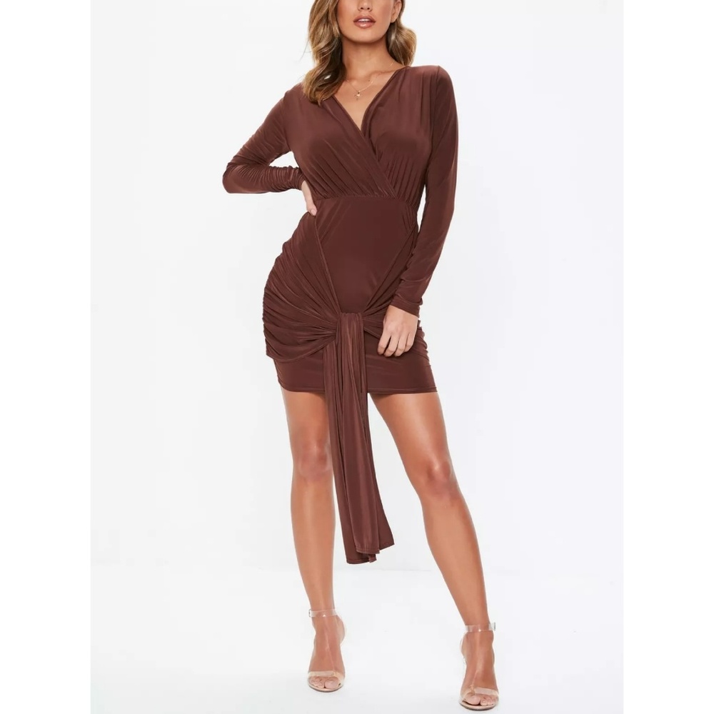 Drape tie mini dress